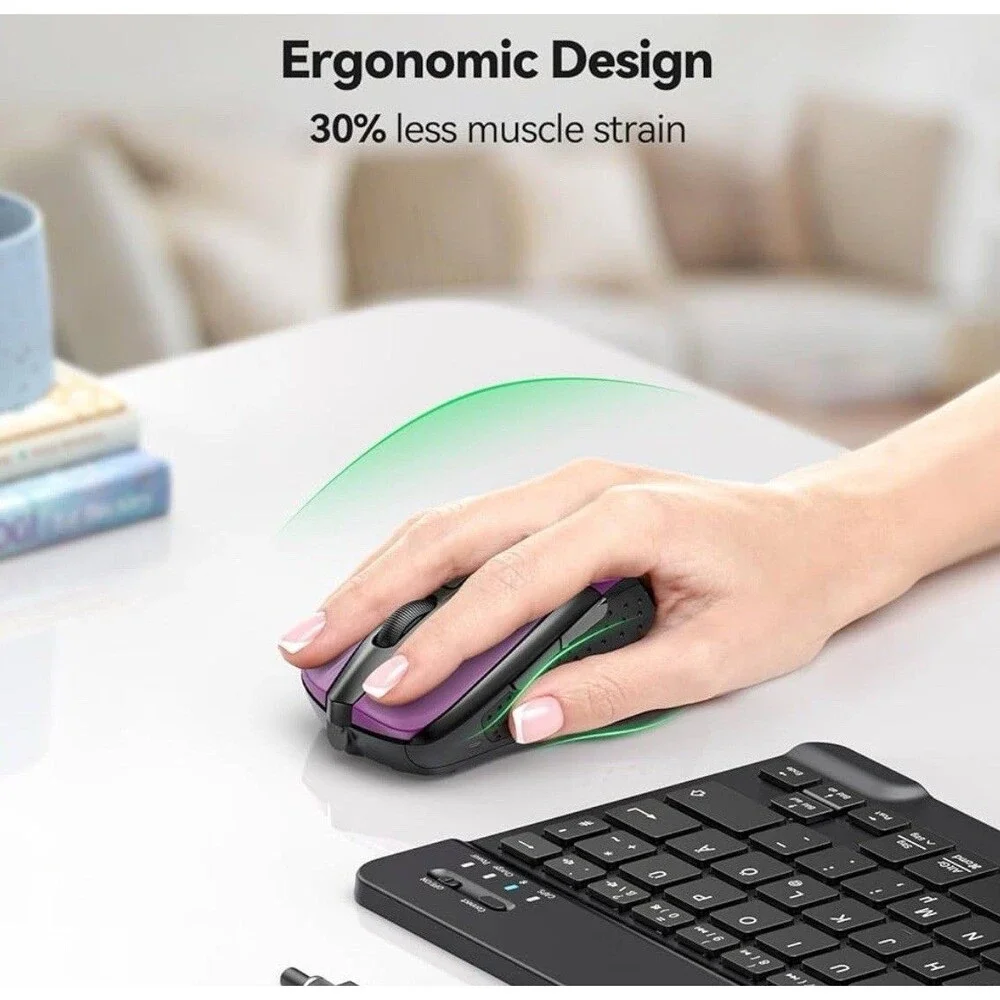 TECKNET Wireless Mouse, 2.4G Ergonomic Optical Mouse, Computer Mouse for Laptop